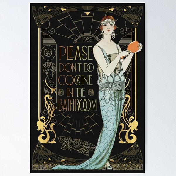 Aperçu de l'œuvre Affiche vintage de salle de bain amusante « S'il vous plaît, ne prenez pas de cocaïne » créée et vendue par marTeenHamb.