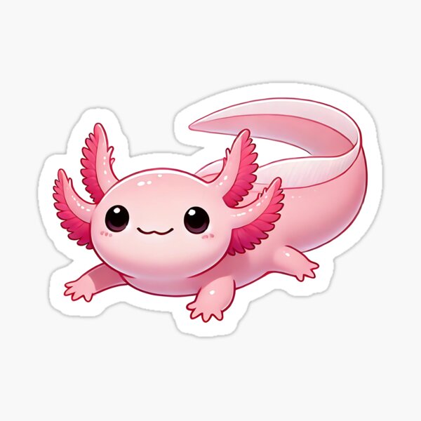 Vista previa del artículo con la obra «Linda pegatina de ajolote Sonrisa Ajolote kawaii», diseñado y vendido por SaavedraDesign.