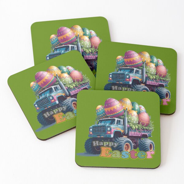 Item preview, Happy Easter Monster Truck with Colorful Easter Eggs – Festive Holiday Illustration designed and sold by socozora.