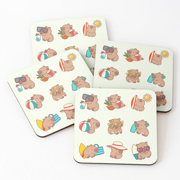 Item preview, Funny Cute Summer Capybara Set designed and sold by patternjp.