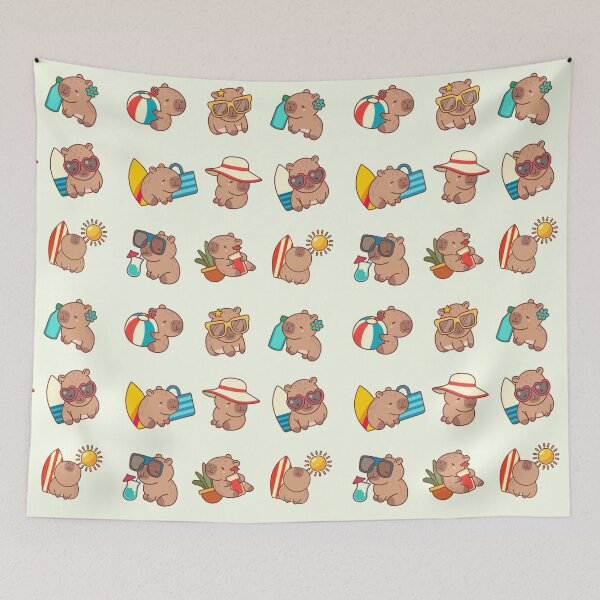 Item preview, Funny Cute Summer Capybara Set designed and sold by patternjp.