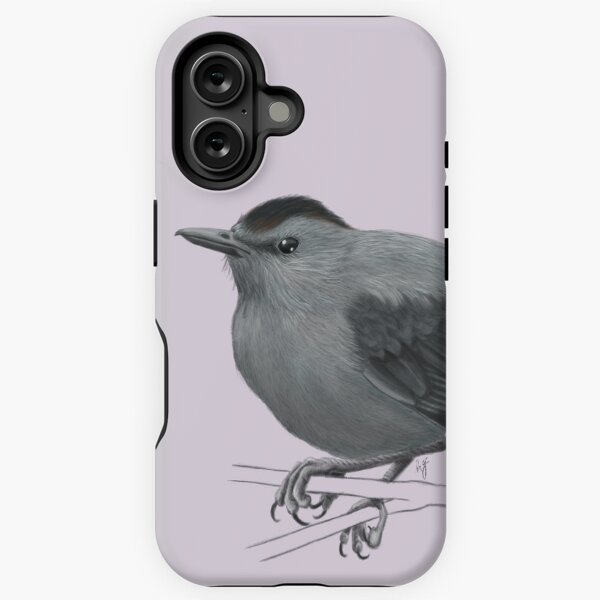 Vista previa del artículo con la obra «Pájaro gato gris», diseñado y vendido por Holly Grant.