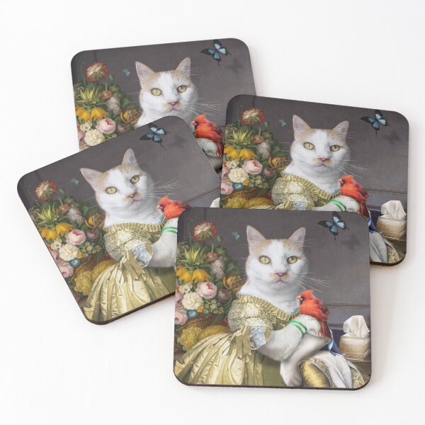 Item preview, White cat in dress with bird and butterfly designed and sold by carpo17.