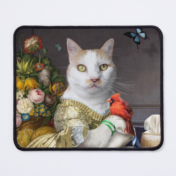 Item preview, White cat in dress with bird and butterfly designed and sold by carpo17.