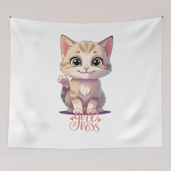 Item preview, Girl Boss Cat – Cute Cartoon Design designed and sold by Patternomania.