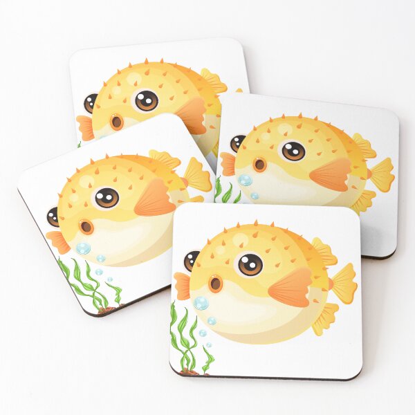 Item preview, Cartoon Pufferfish with seaweed designed and sold by LaUnArt.