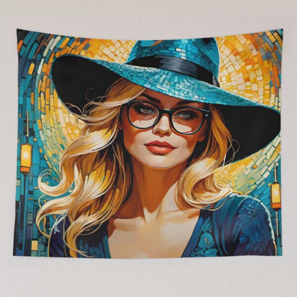 Item preview, Gorgeous Blonde Beauty with Hat, Shades, and Red Lips designed and sold by GrizzlyCollective.