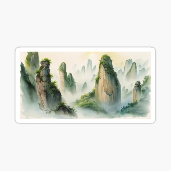 Vista previa del artículo con la obra «Montañas flotantes en China el reino de la niebla y la magia», diseñado y vendido por StormArte.