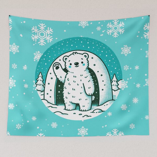 Item preview, Hello from the Snowy Den (Blue) designed and sold by LyssasMindArt.