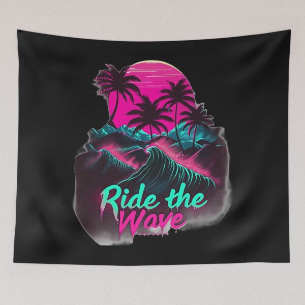 Item preview, Ride the Wave – Neon Synthwave Sunset designed and sold by Zentuary.