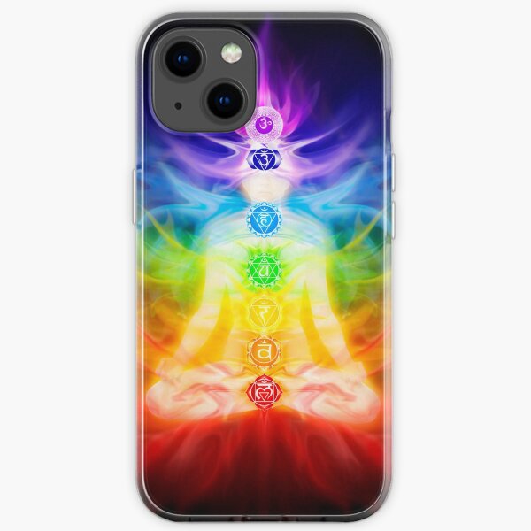 Chakras and energy flow on human body art photo print iPhone Soft Case