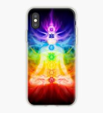 Chakras and energy flow on human body art photo print iPhone Case