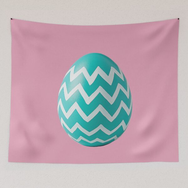 Item preview, Greenish blue Easter egg with zigzag pattern designed and sold by FluffyGallery.