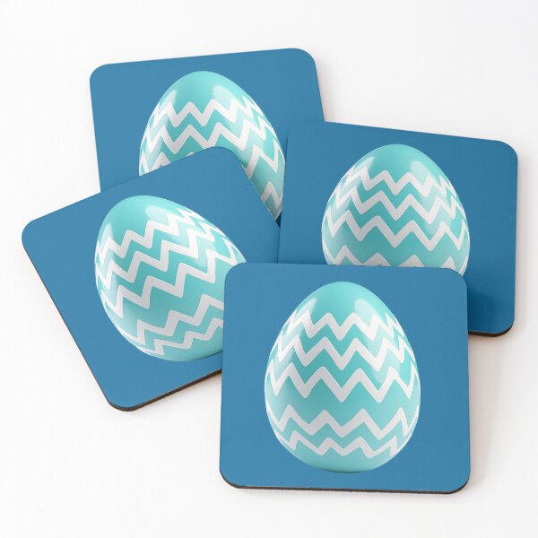 Item preview, Large Easter egg with alternating white zigzag patterns on a blue-green background. designed and sold by FluffyGallery.