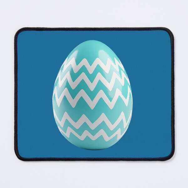 Item preview, Large Easter egg with alternating white zigzag patterns on a blue-green background. designed and sold by FluffyGallery.