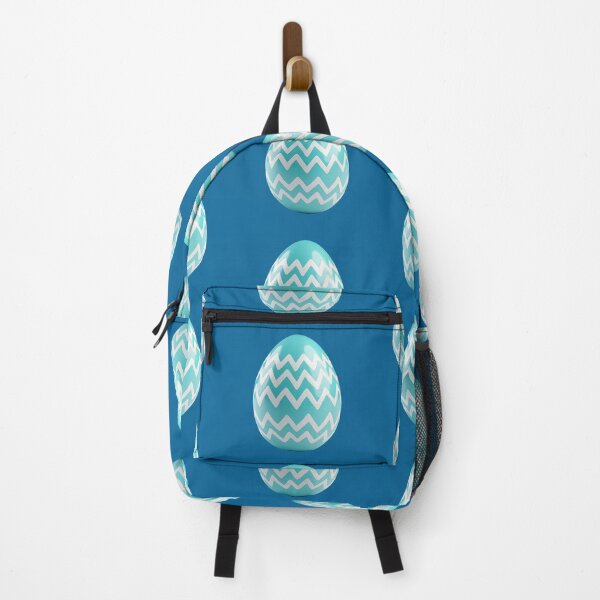 Item preview, Large Easter egg with alternating white zigzag patterns on a blue-green background. designed and sold by FluffyGallery.