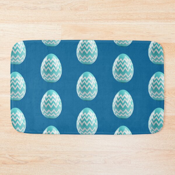 Item preview, Large Easter egg with alternating white zigzag patterns on a blue-green background. designed and sold by FluffyGallery.
