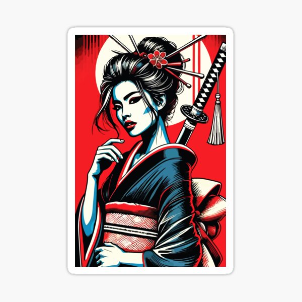 Item preview, Pop art japanese Kimono Beauty  designed and sold by BrownHorse90s.