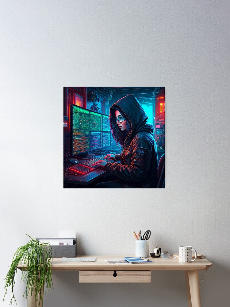 Thumbnail 2 von 3, Poster, Cyberpunk Hacker designt und verkauft von AleTot.