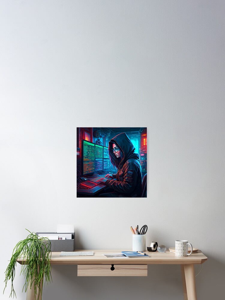 Thumbnail 2 von 3, Poster, Cyberpunk Hacker designt und verkauft von AleTot.