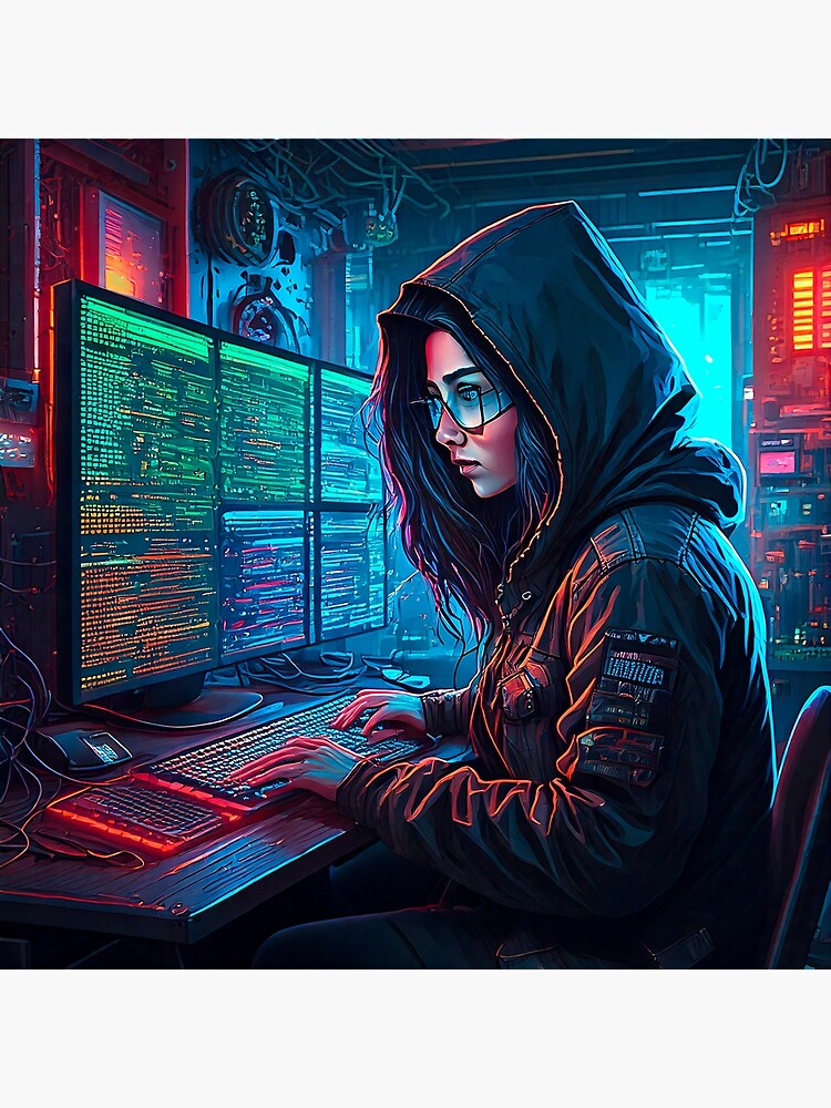 Thumbnail 3 von 3, Poster, Cyberpunk Hacker designt und verkauft von AleTot.