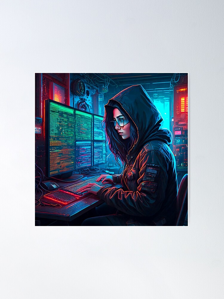 Thumbnail 1 von 3, Poster, Cyberpunk Hacker designt und verkauft von AleTot.
