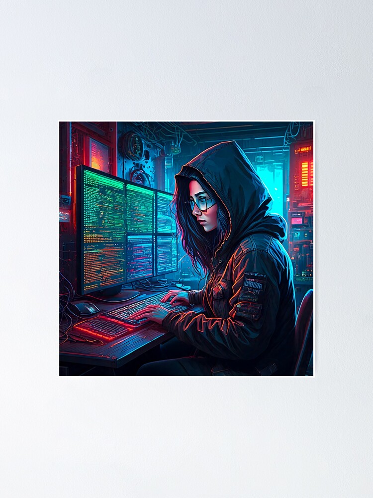 Thumbnail 1 von 3, Poster, Cyberpunk Hacker designt und verkauft von AleTot.
