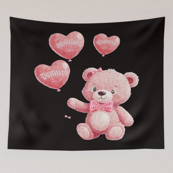 Item preview, Pink teddy bear Mindful Demure Cutesy designed and sold by Hen-C-Art.