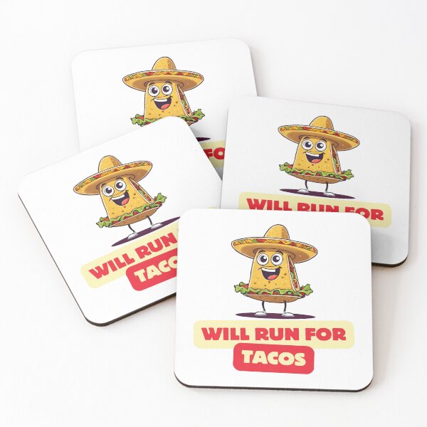Item preview, Will Run For Tacos - Cartoon Taco Quote 2 designed and sold by Tom-Johnson.