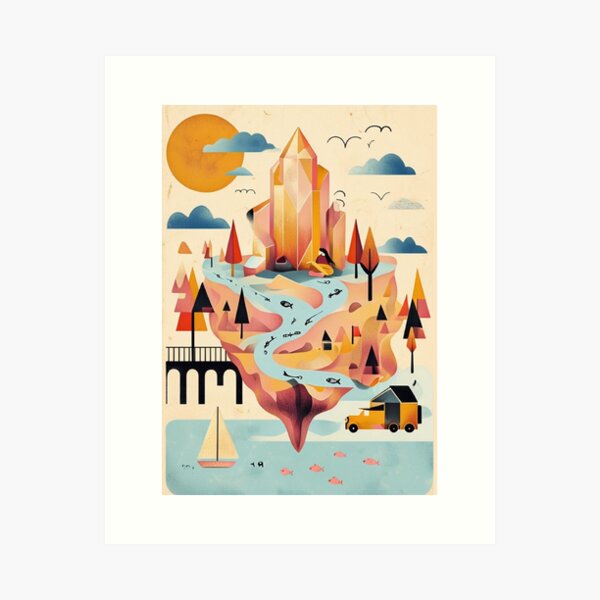 Aperçu de l'œuvre ville de rêve géométrique créée et vendue par H-ooopsy.