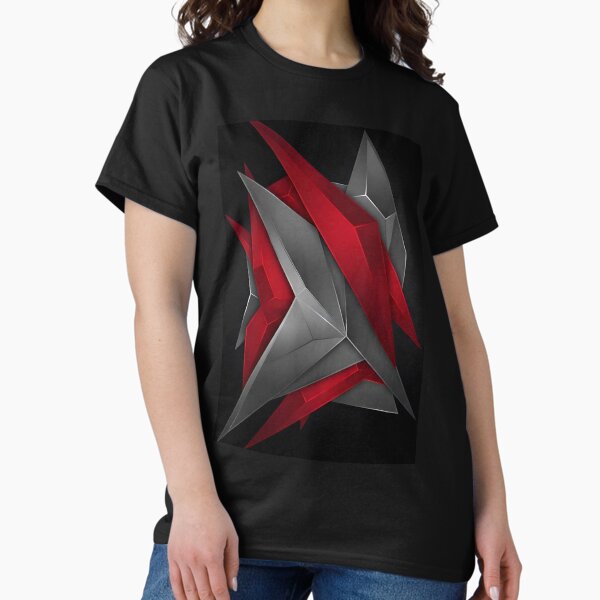 Futuristic Sharp Geometry in Red and Gray Classic T-Shirt