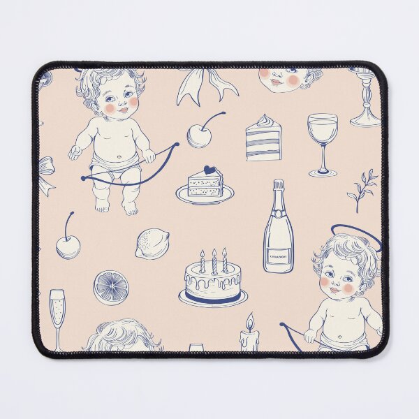 Item preview, Simple icons for Valentine's Day seamless pattern. Doodle icons Cupid, hearts, wine, bows, cherry. designed and sold by MatyKotiv.