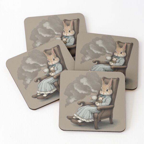 Item preview,  Mother Rabbit Enjoying her quiet tea time illustration designed and sold by Vintage Designs +.