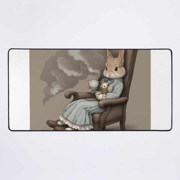 Item preview, Mother Rabbit Enjoying her quiet tea time illustration designed and sold by Vintage Designs +.