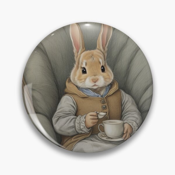 Item preview,  Mother Rabbit Enjoying her quiet tea time illustration designed and sold by Vintage Designs +.