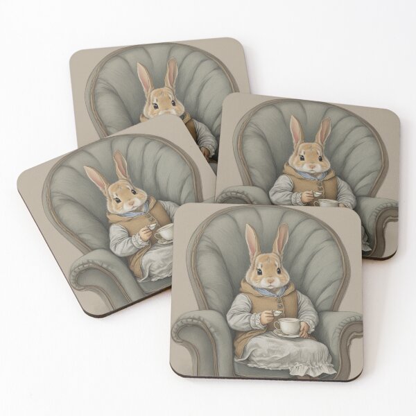 Item preview,  Mother Rabbit Enjoying her quiet tea time illustration designed and sold by Vintage Designs +.