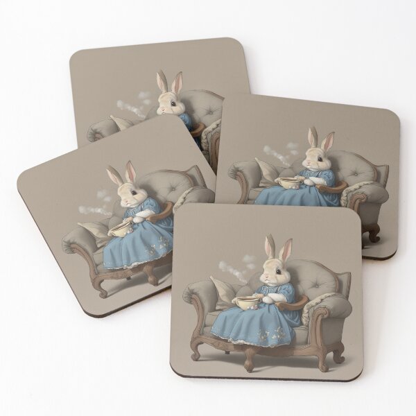 Item preview,  Mother Rabbit Enjoying her quiet tea time illustration designed and sold by Vintage Designs +.