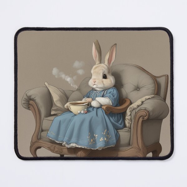 Item preview, Mother Rabbit Enjoying her quiet tea time illustration designed and sold by Vintage Designs +.