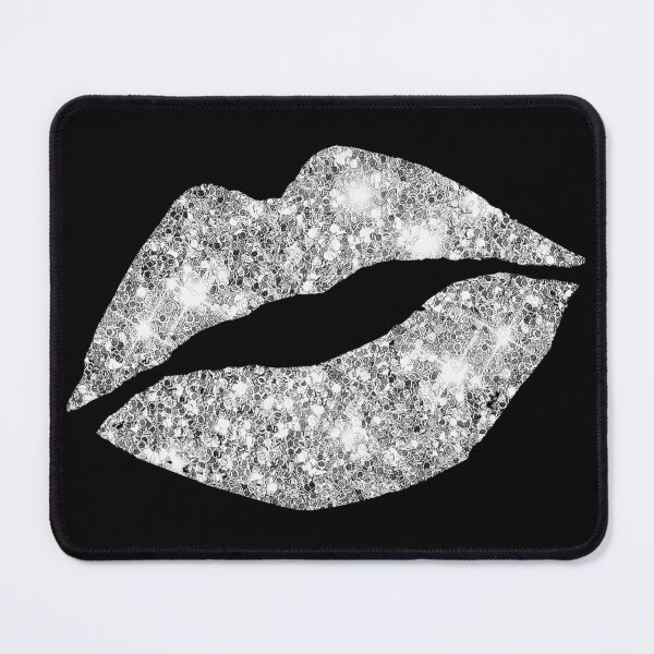 Item preview, Grunge Metallic Silver Glitter Lips on Black designed and sold by tanjica.