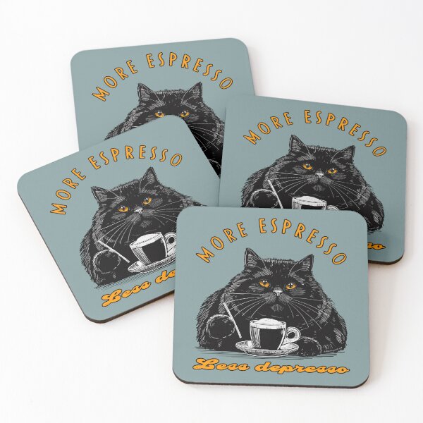 Artikelvorschau, Mehr Espresso, weniger Depresso Cat entworfen und verkauft von KilkennyCat Art.