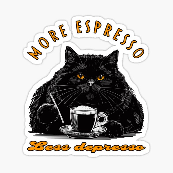 Item preview, More Espresso, Less Depresso Cat designed and sold by KilkennyCat Art.