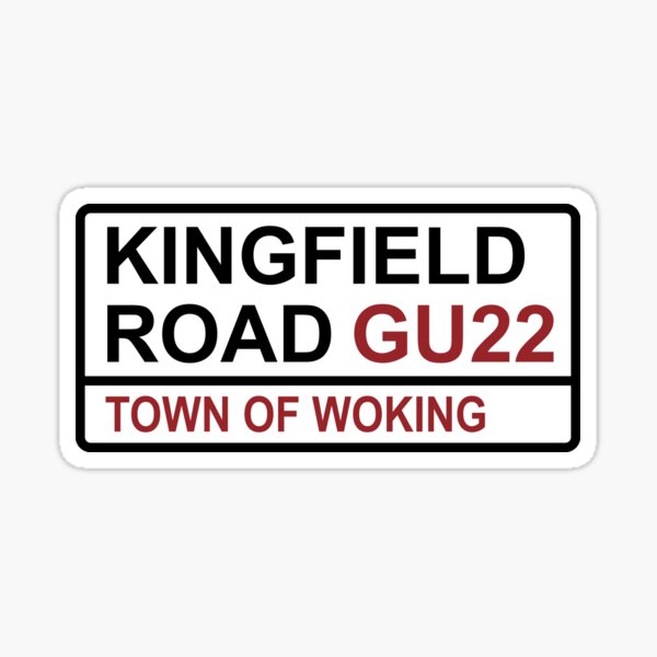 Vista previa del artículo con la obra «Letrero de calle icónico de Woking Kingfield Road», diseñado y vendido por DelfDesign.
