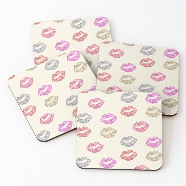 Item preview, Colorful Shiny Glitter Lips Kisses on Beige designed and sold by tanjica.