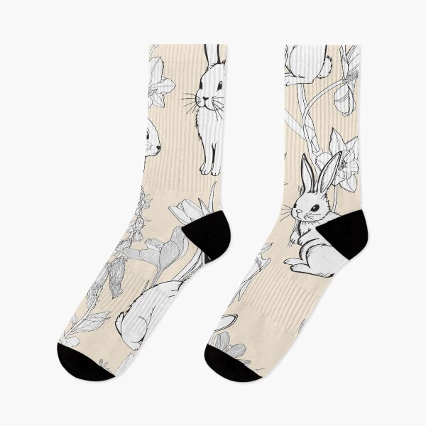 Item preview, Seamless vector pattern with cute, rabbits on floral background.  designed and sold by MatyKotiv.