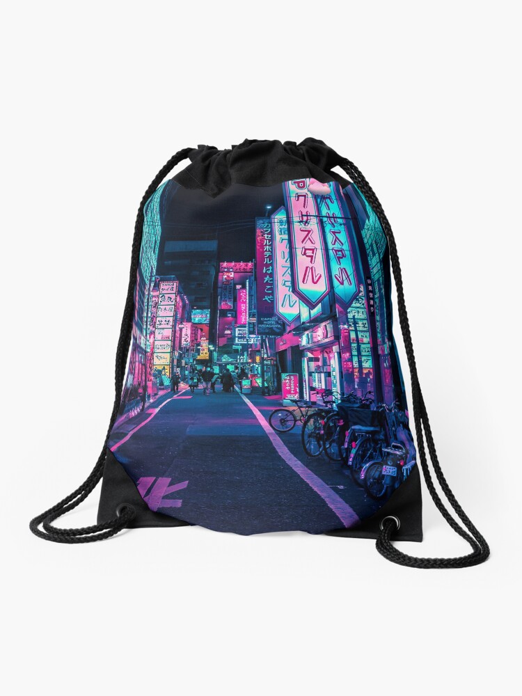 Thumbnail 1 of 3, Drawstring Bag, Tokyo - A Neon Wonderland designed and sold by HimanshiShah.