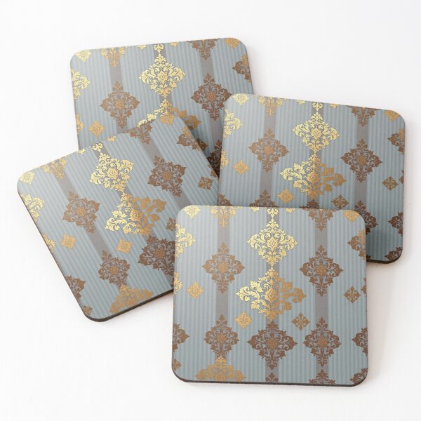 Item preview, Ice Blue Striped Gold Ombre Damask designed and sold by DesignsByPrnces.