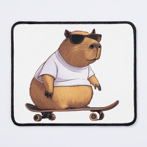 Item preview, Capybara wearing sunglasses riding a skateboard on the street. designed and sold by Floresdelimao.