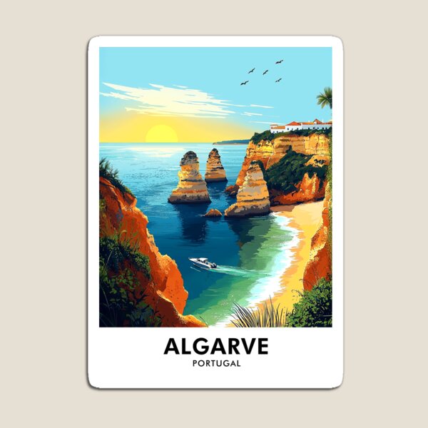 Artikel-Vorschau von Algarve Portugal Retro Reisedruck, designt und verkauft von HomeLivingCo.