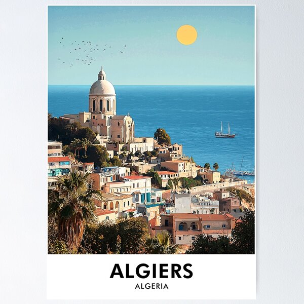Artikel-Vorschau von Algier Algerien Retro Reisedruck, designt und verkauft von HomeLivingCo.