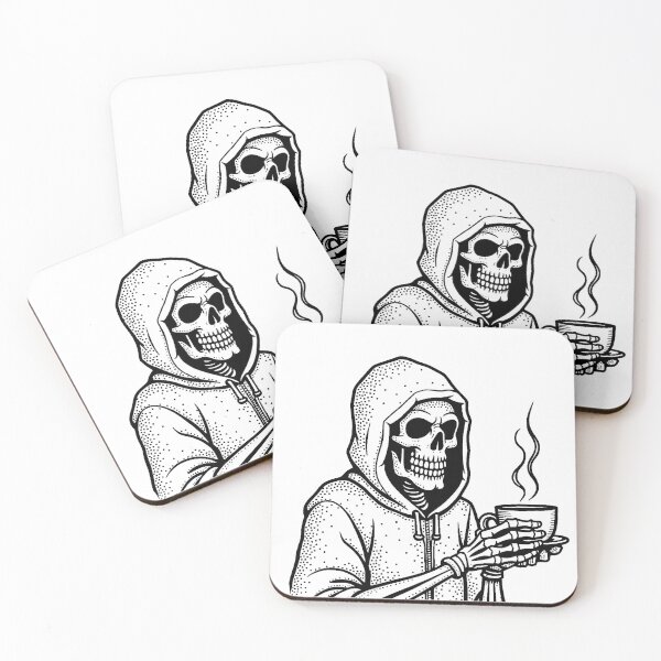 Item preview, Modern Trendy Funny Skeleton Drinking Coffee Caffeine Lover designed and sold by SOUFIANE1991.